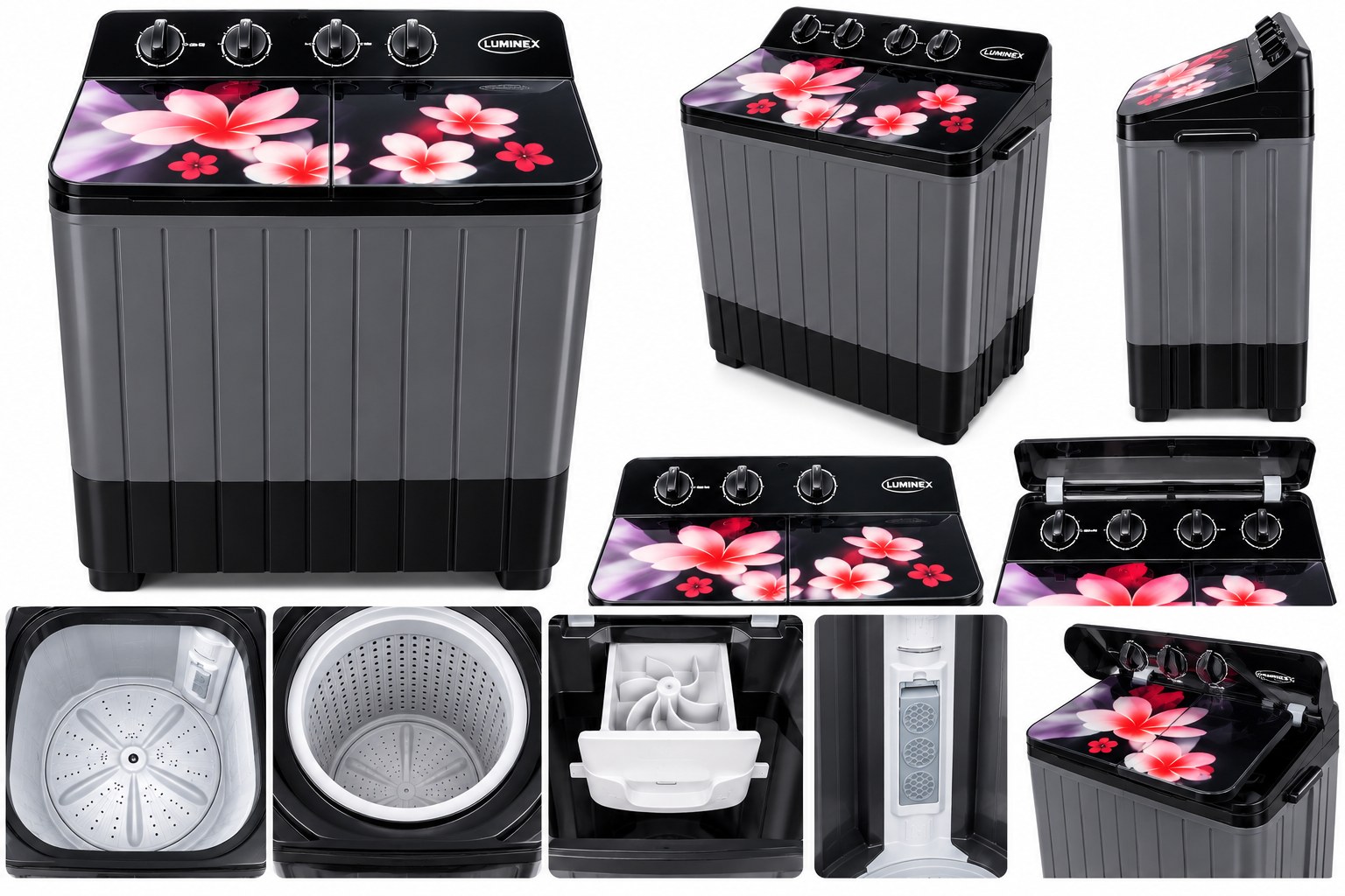 Luminex Power Wash Premium from every angle, with the tubs and filters